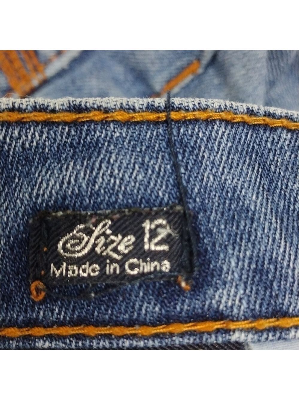Seven7 Studio Blue Medium Wash Embroidered Five Pocket High Rise Flare Leg Jean - Picture 9 of 16
